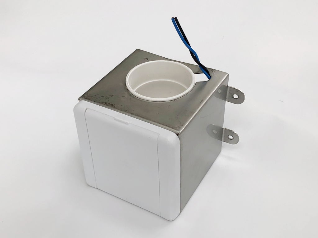 Aufputz-Saugdose od. Wandsaugdose mit Metall-Box - edelstahl blank