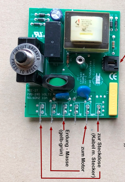 Elektronik für Cyclovac On-Off mit kleinem Steuerleitungsstecker